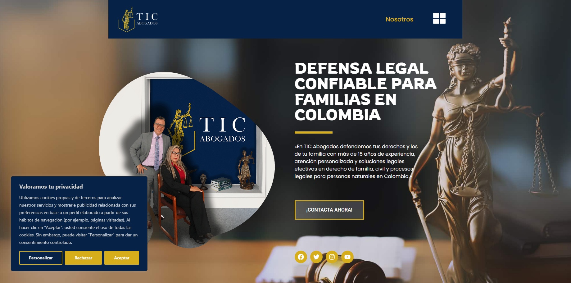 Caso de éxito de Servidores y Servicios como agencia de diseño web y SEO para abogados en Colombia, desarrollando una plataforma digital para TIC Abogados enfocada en visibilidad en buscadores, posicionamiento orgánico y captación de clientes potenciales.